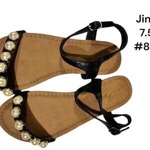 New Jynx Black & Pearl Sandals Size 7.5